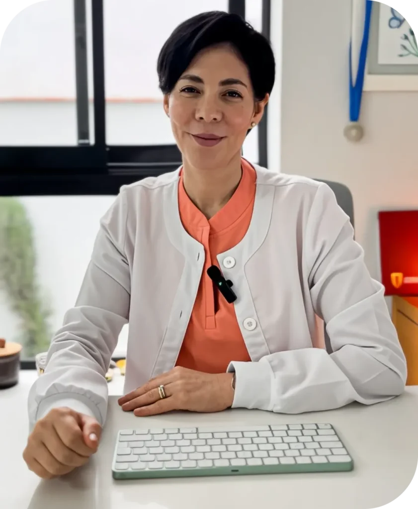 Dra. Monica Espinoza de Plus Dental Care en su consultorio